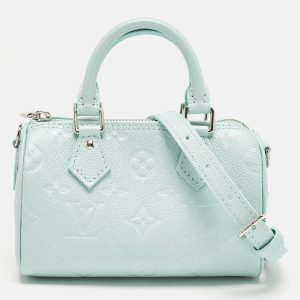 Louis Vuitton Speedy Nano Lagoon Monogram Empreinte Leather Satchel, Satchels - Luxury Closet