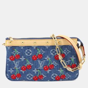 Louis Vuitton Pochette Accessoires Denim Blue Monogram Cherry Denim Shoulder Bag, Handbags - Luxury Closet