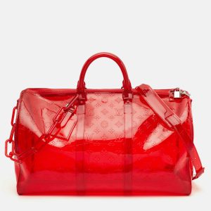 Louis Vuitton Keepall Bandouliere 50 Red Monogram PVC Duffel Bag, Handbags - Luxury Closet