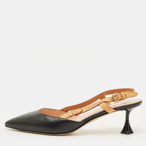 Louis Vuitton Blossom Size 37 Black Leather Slingback Pumps, Pumps - Luxury Closet