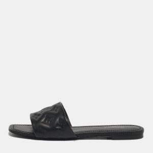 Louis Vuitton Revival Size 39 Black Leather Flat Slide, Sandals - Luxury Closet