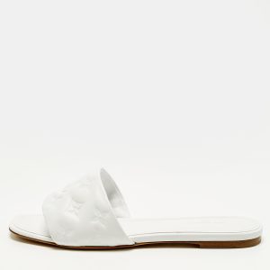 Louis Vuitton Revival Size 40 White Monogram Leather Flat Slide, Sandals - Luxury Closet