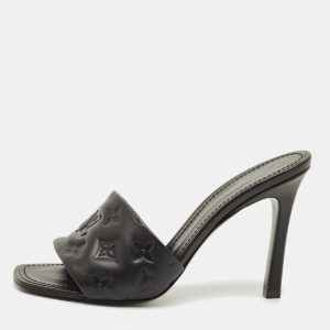 Louis Vuitton Revival Size 39 Black Monogram Leather Slide Sandals, Sandals - Luxury Closet