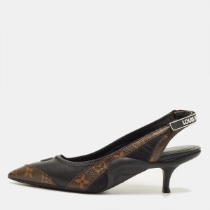 Louis Vuitton Archlight Size 38.5 Black/Brown Monogram Canvas and Leather Slingback Pumps, Pumps - Luxury Closet