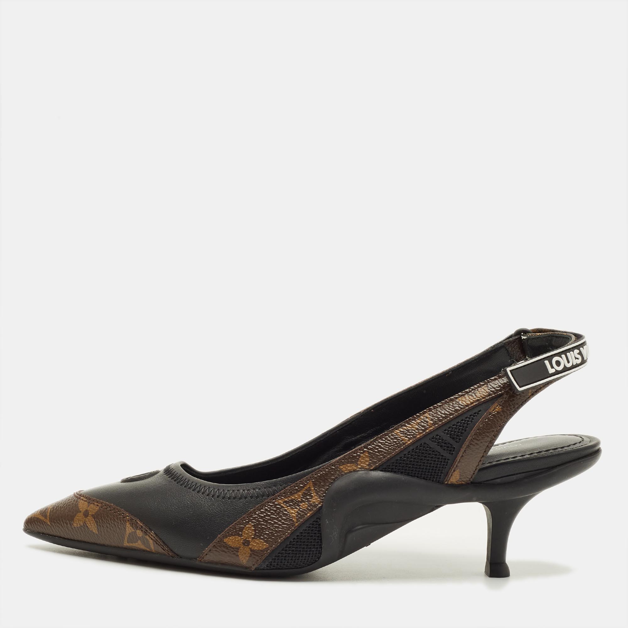 Louis Vuitton Archlight Size 38.5 Black/Brown Monogram Canvas and Leather Slingback Pumps, Pumps - Luxury Closet