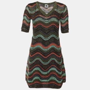 M Missoni Multicolor Pattered Lurex Knit Mini Dress S, Dresses - Luxury Closet