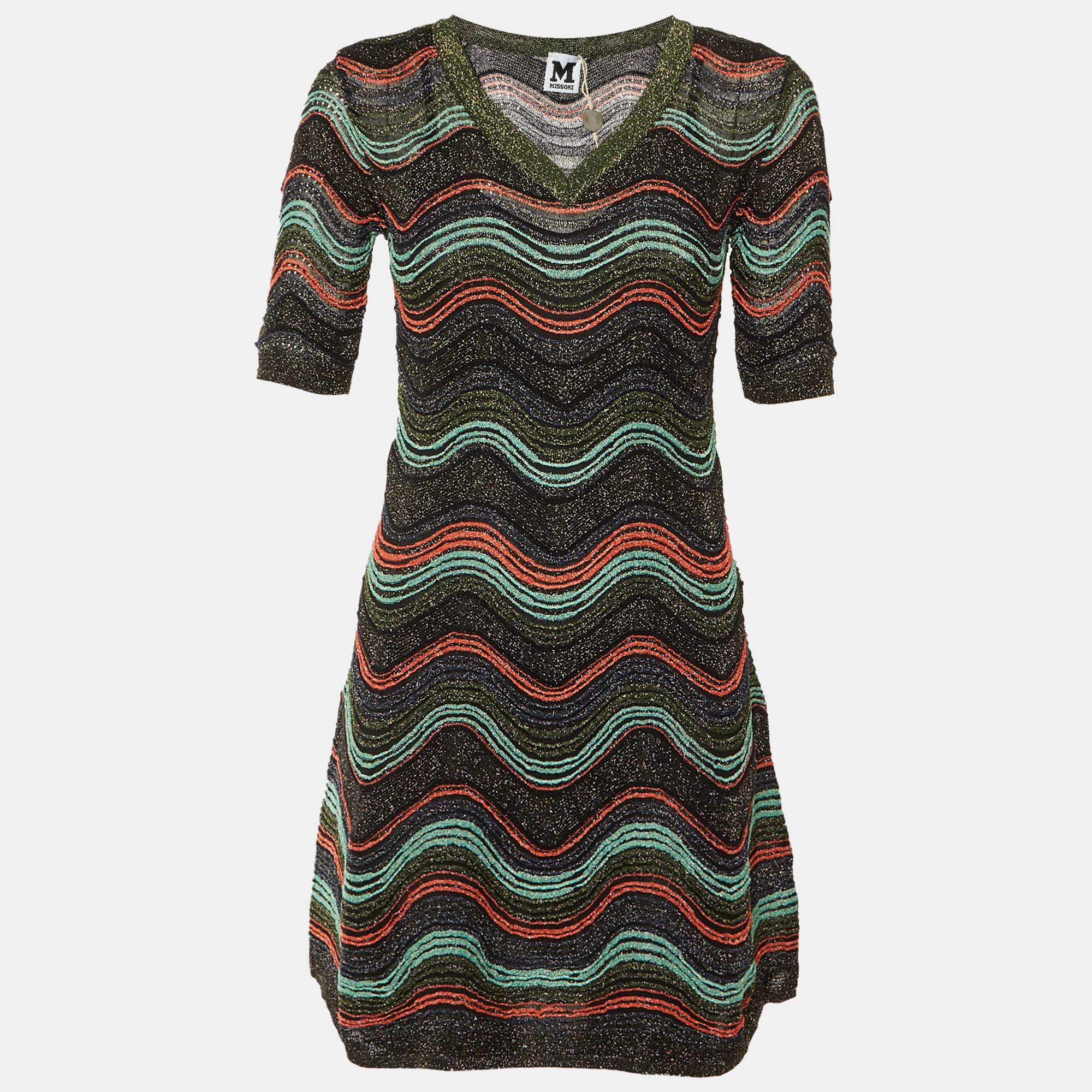 M Missoni Multicolor Pattered Lurex Knit Mini Dress S, Dresses - Luxury Closet