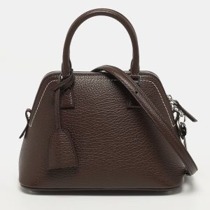 Maison Martin Margiela 5AC Dark Brown Canvas and Leather Bag, Satchels - Luxury Closet