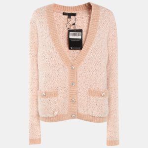 Maje Pink Sequins and Knit Sweater M, Sweaters & Cardigans - Luxury Closet