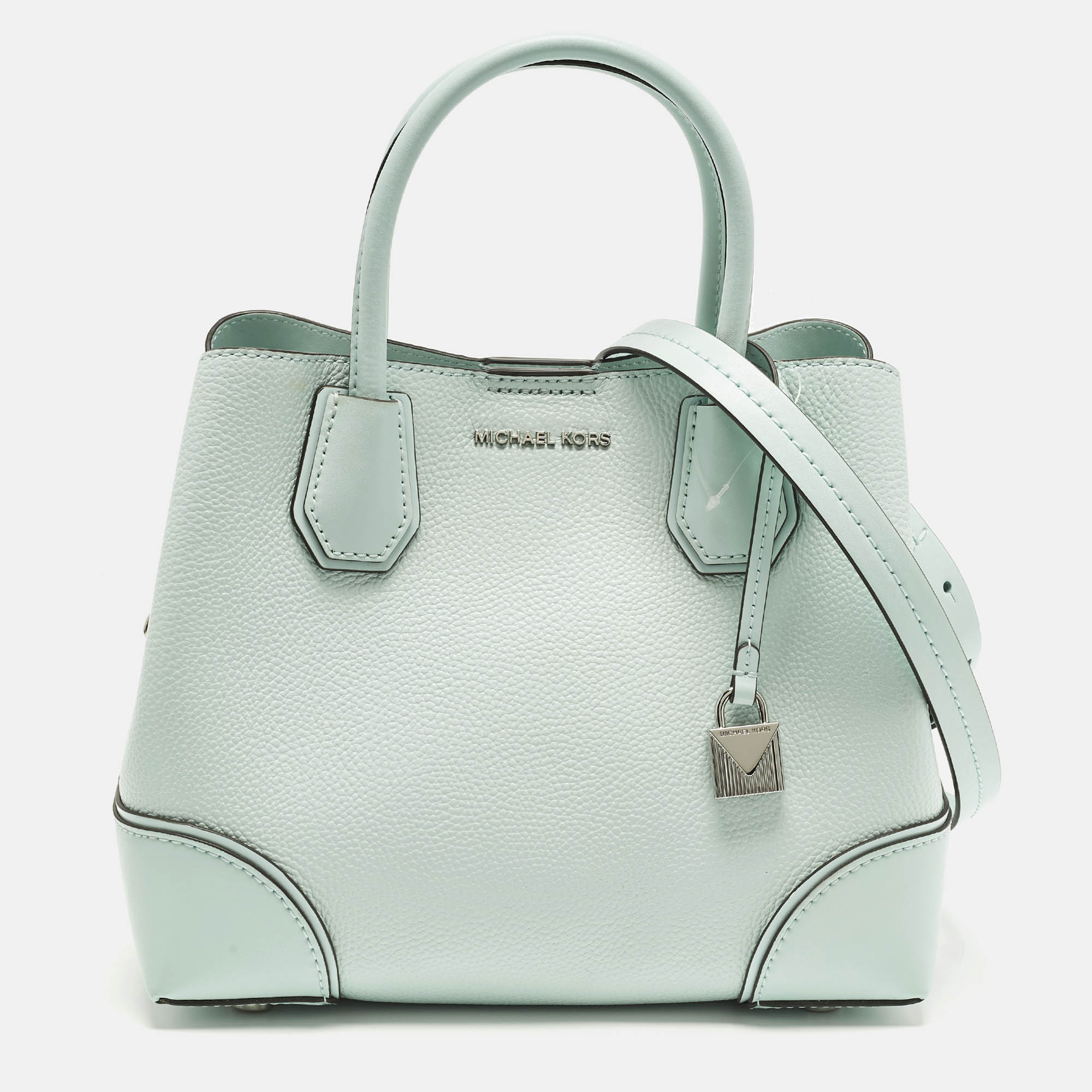Michael Kors Mercer Gallery Small Light Aqua Green Leather Tote, Tote Handbags - Luxury Closet