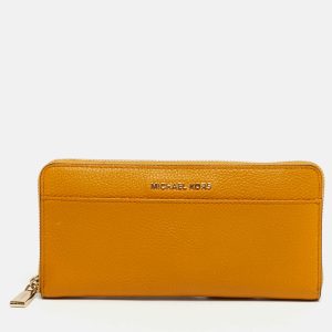 Michael Kors Yellow Leather Zip Around Wallet, Wallets & Money Clips - Luxury Closet
