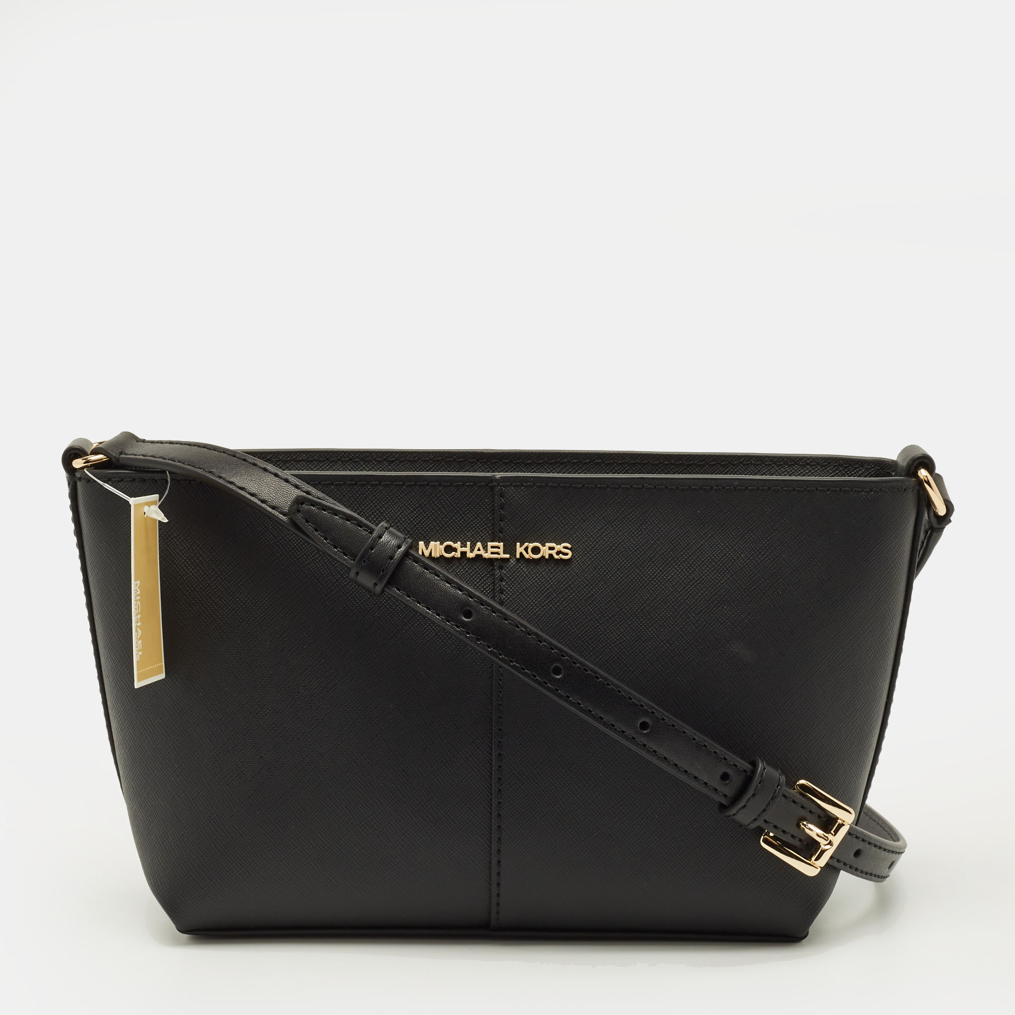 Michael Kors Jet Set Travel Black Leather Crossbody Bag, Handbags - Luxury Closet
