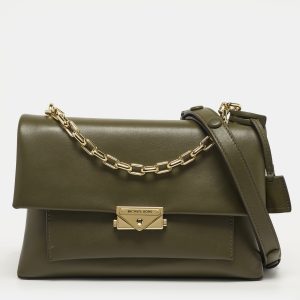 Michael Kors Cece Large Olive Green Leather Shoulder Bag, Shoulder Bags - Luxury Closet