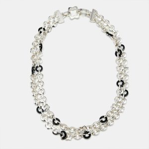 Montblanc Signet Star Sterling Silver Onyx Link Chain Necklace, Jewelry - Luxury Closet