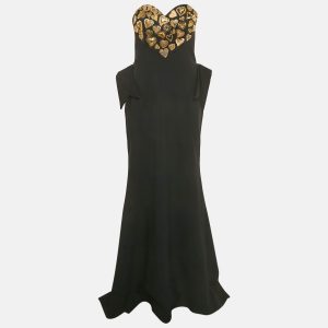 Moschino Couture Black Embellished Neck Sweetheart Neck Strapless Gown M, Dresses - Luxury Closet