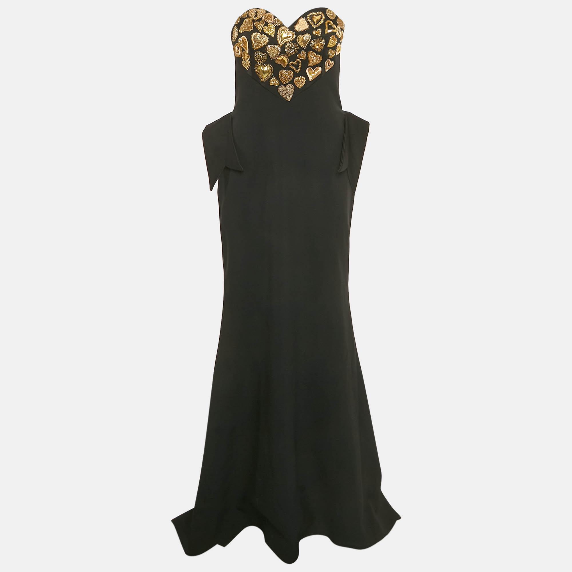 Moschino Couture Black Embellished Neck Sweetheart Neck Strapless Gown M, Dresses - Luxury Closet