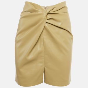 Nanushka Beige Vegan Leather Sarong Mini Skirt XS, Skirts - Luxury Closet