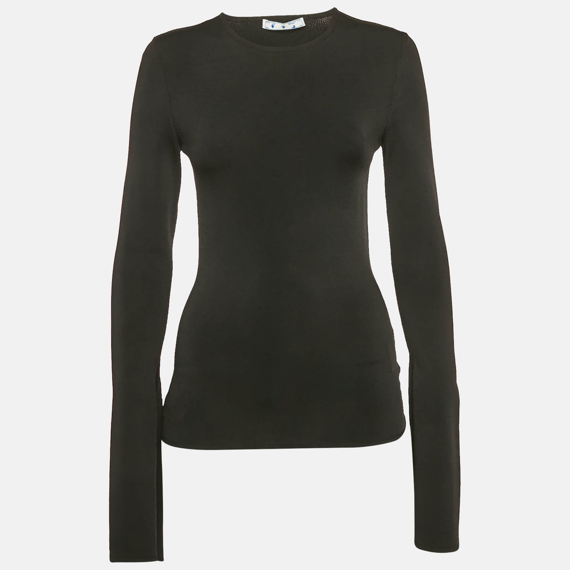 Off-White Black Rib Knit Back Open Fitted Top S, Shirts & Tops - Luxury Closet