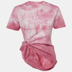 Paco Rabanne Pink Tie-Dye Cotton Asymmetric T-Shirt S, Shirts & Tops - Luxury Closet