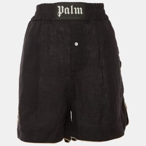 Palm Angels Black Linen Logo Detail Boxer Shorts L, Shorts - Luxury Closet