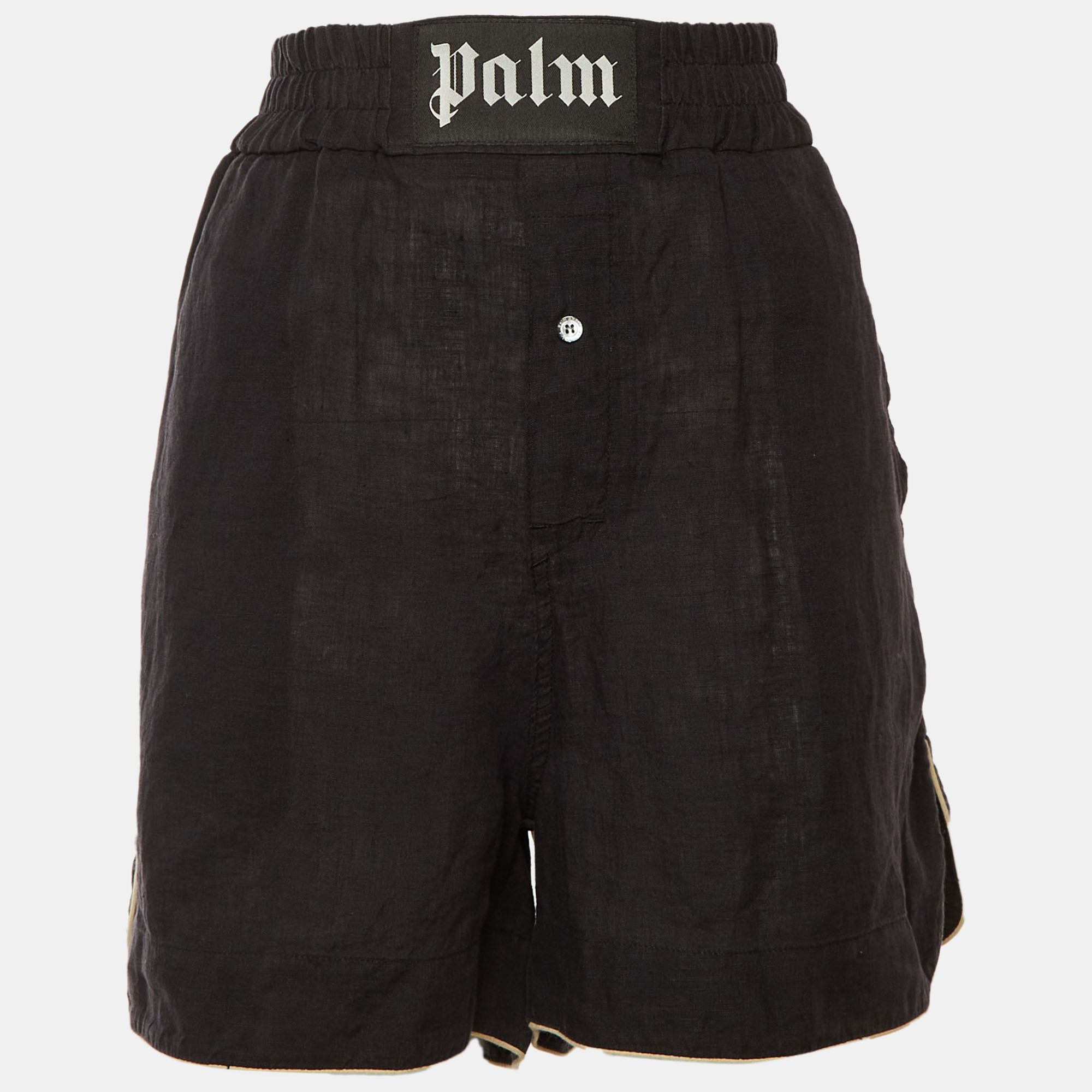 Palm Angels Black Linen Logo Detail Boxer Shorts L, Shorts - Luxury Closet