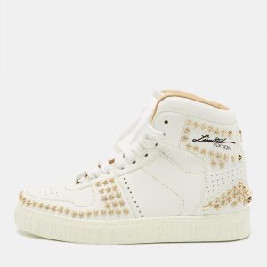 Philipp Plein Notorious Size 38 White Leather studded High Top Sneakers, Athletic Shoes & Sneakers - Luxury Closet