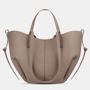 Polene Cyme Mini Grained Taupe Edition Calfskin Leather Shoulder Bag, Satchels - Luxury Closet