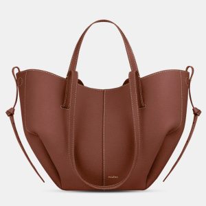 Polene Cyme Mini Grained Cognac Edition Calfskin Leather Shoulder Bag, Satchels - Luxury Closet