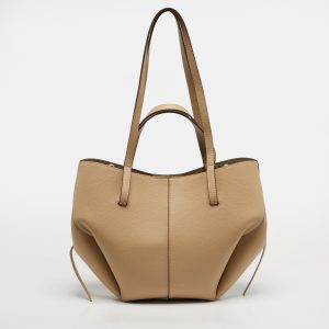 Pol&egrave;ne Cyme Mini Beige Leather Tote, Tote Handbags - Luxury Closet