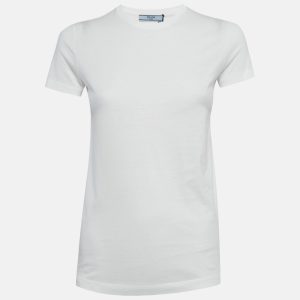 Prada White Cotton Knit T-Shirt XS, Shirts & Tops - Luxury Closet