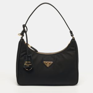 Prada Re-Edition 2005 Mini Black Re-Nylon and Saffiano Leather Bag, Shoulder Bags - Luxury Closet