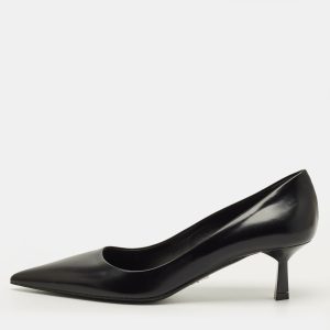 Prada Size 36.5 Black Leather Pointed Toe Pumps, Pumps - Luxury Closet