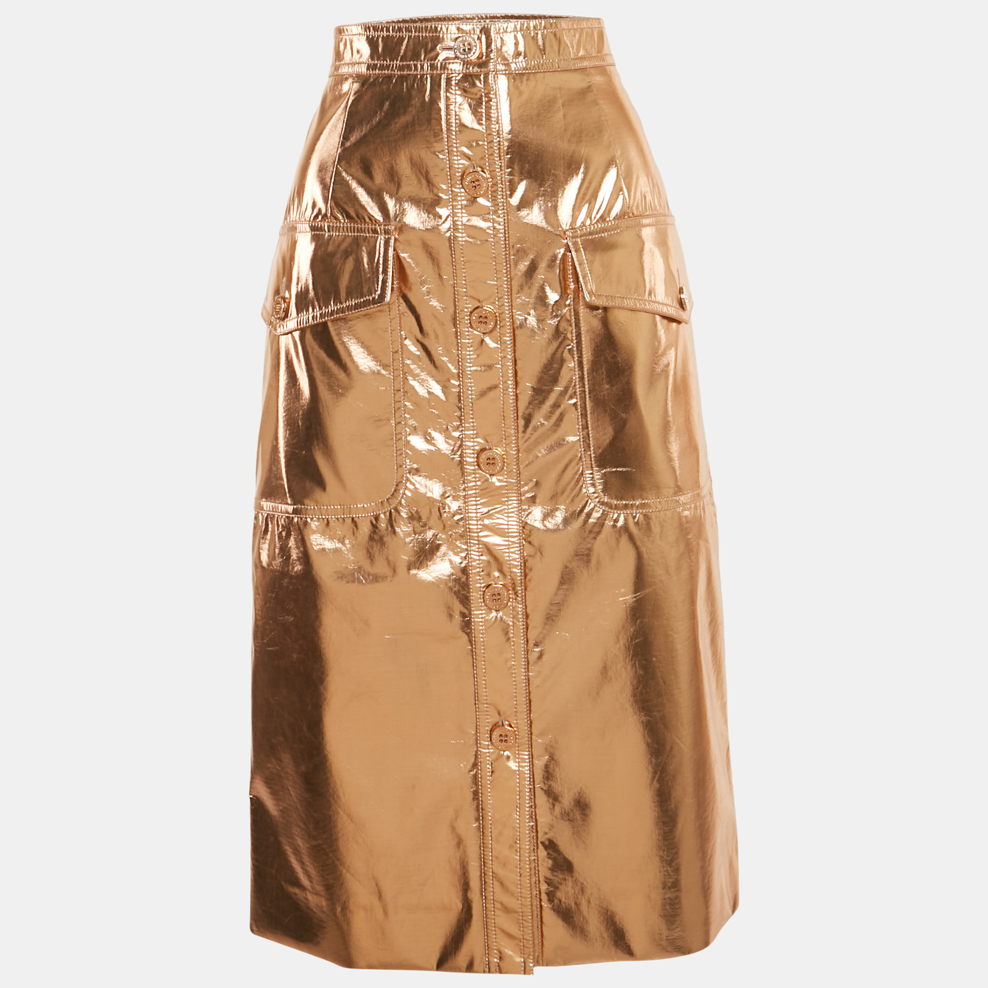 Ralph & Russo Metallic Coated Silk Pencil Skirt M, Skirts - Luxury Closet