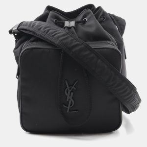 Saint Laurent Paris Niki Bucket Black Nylon Leather Shoulder Bag, Shoulder Bags - Luxury Closet
