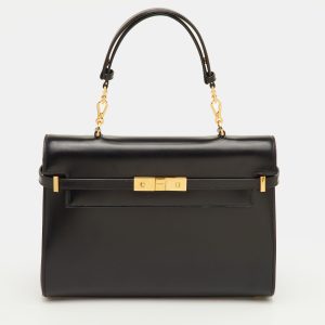 Saint Laurent Manhattan Black Leather Top Handle Bag, Satchels - Luxury Closet