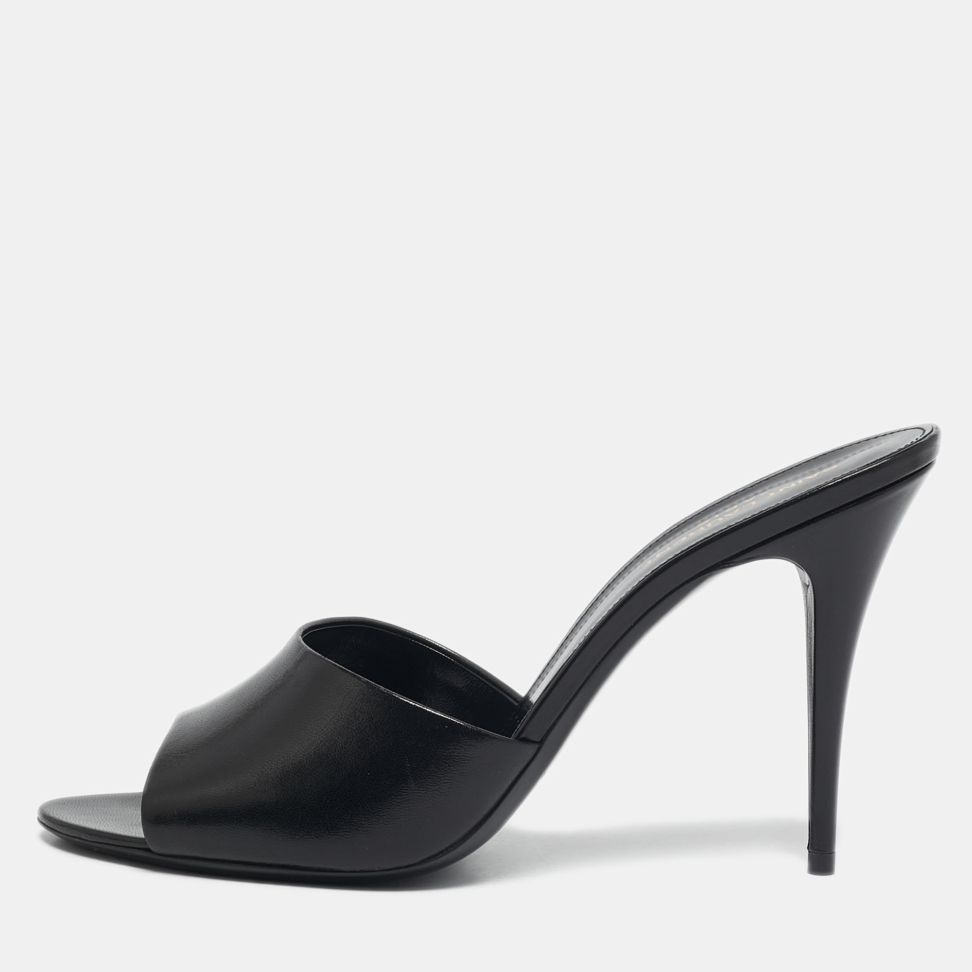 Saint Laurent LA 16 Size 41 Black Leather Slide Sandals, Sandals - Luxury Closet