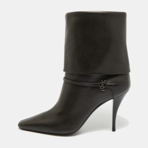 Saint Laurent Ricky Size 39 Dark Brown Leather Ankle Boots, Boots - Luxury Closet