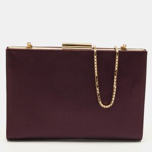 Salvatore Ferragamo Purple Satin Frame Chain Clutch, Clutches & Special Occasion Bags - Luxury Closet