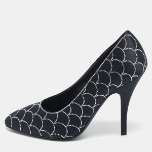 Salvatore Ferragamo Judy Size 37 Black Satin Crystal Embellished Pumps, Pumps - Luxury Closet