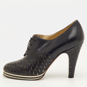 Salvatore Ferragamo Sirena 1938 Limited Edition Size 39 Black Leather Oxford Booties, Shoes - Luxury Closet