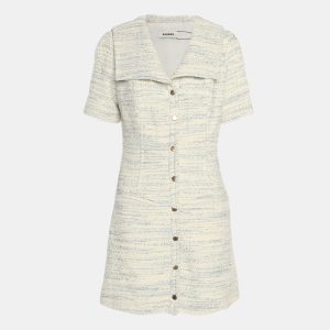 Sandro Cream/Blue Tweed Mini Dress S, Dresses - Luxury Closet