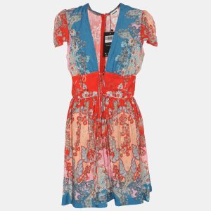 Sandro Multicolor Printed Viscose Mini Dress L, Dresses - Luxury Closet