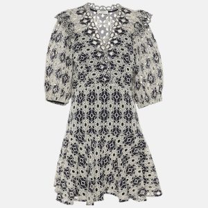 Sandro Blue/White Lace Dress M, Dresses - Luxury Closet