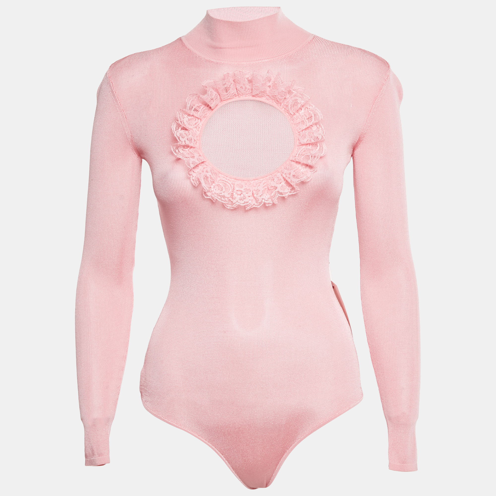 Self-Portrait Residency x Christopher Kane Pink Cut-Out Knit Bodysuit XS, Shirts & Tops - Luxury Closet