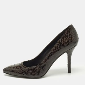 Stuart Weitzman Size 37 Brown Python Embossed Leather Pumps, Pumps - Luxury Closet