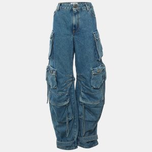 The Attico Light Blue Denim Fern Wide-Leg Cargo Jeans XL Waist 34", Jeans - Luxury Closet