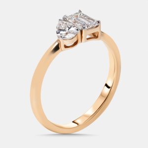 0.89 cts Emerald, Pear Lab Grown Diamonds 18k Rose Gold Ring Size 50, Rings - Luxury Closet