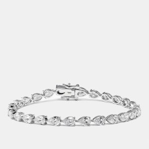 8.8 cts Pear Brilliant Lab Grown Diamonds 18k White Gold Bracelet, Bracelets - Luxury Closet