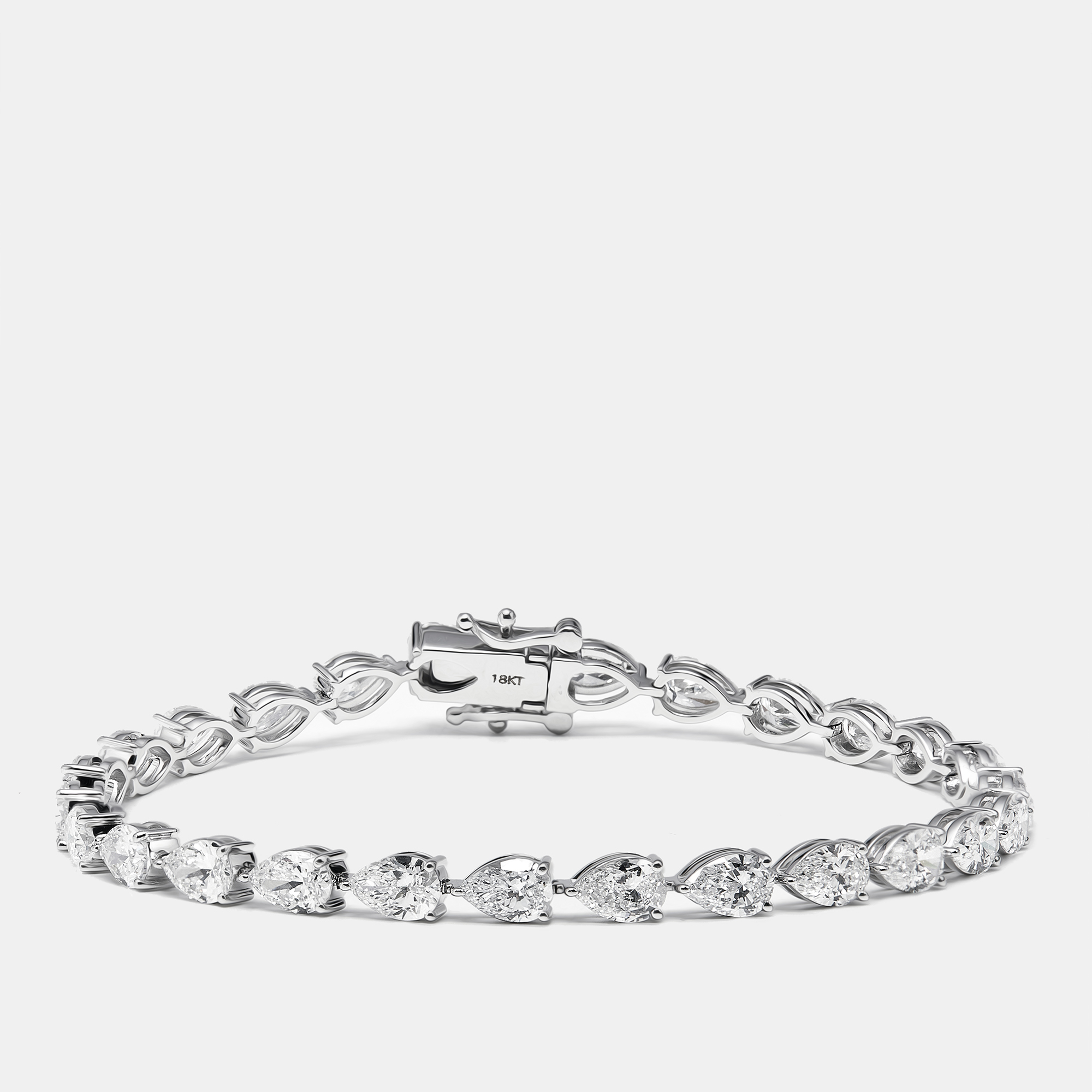 8.8 cts Pear Brilliant Lab Grown Diamonds 18k White Gold Bracelet, Bracelets - Luxury Closet