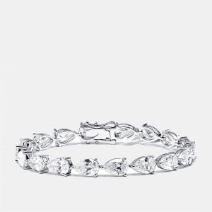 18 cts Pear Brilliant Lab Grown Diamonds 18k White Gold Bracelet, Bracelets - Luxury Closet